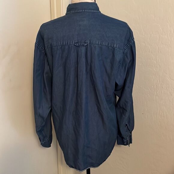 Pendleton Blue Denim LET’ ER BUCK Button Closure Rodeo Western Shirt Cowgirl - Picture 3 of 10
